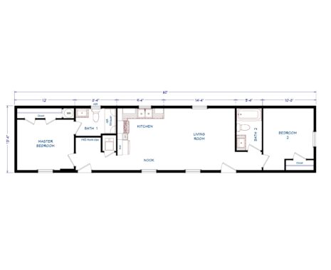 Woodland, Single-Wide Manufactured Home, Floor Plan